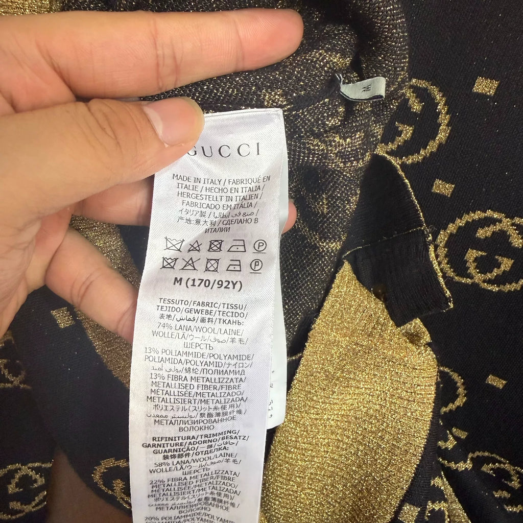 Gucci Black Gold Double G All-Over Print Cardigan