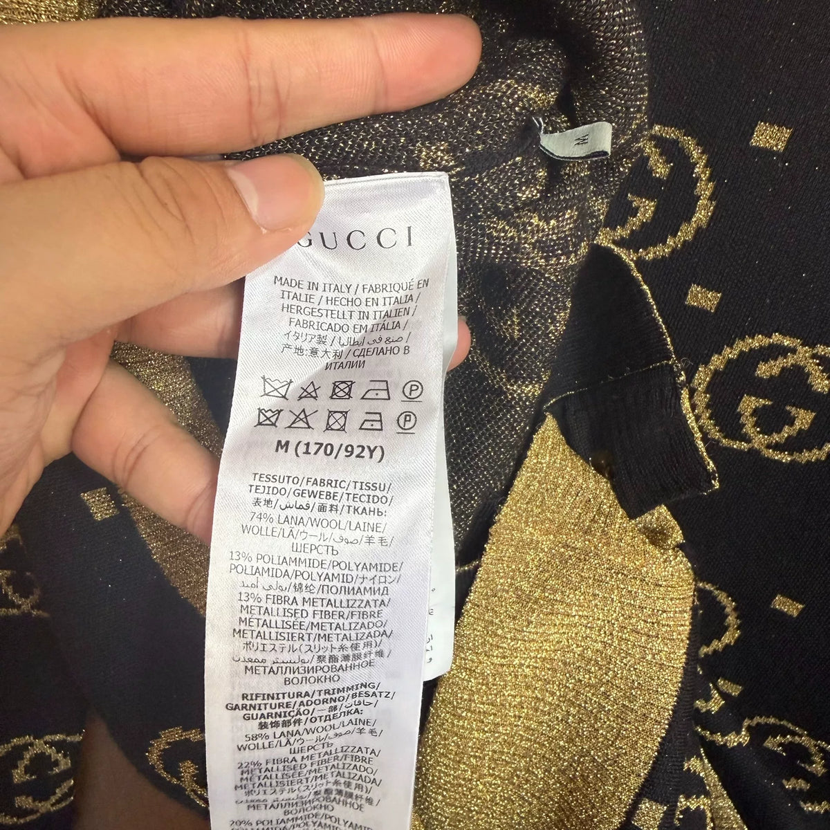Gucci Black Gold Double G All-Over Print Cardigan