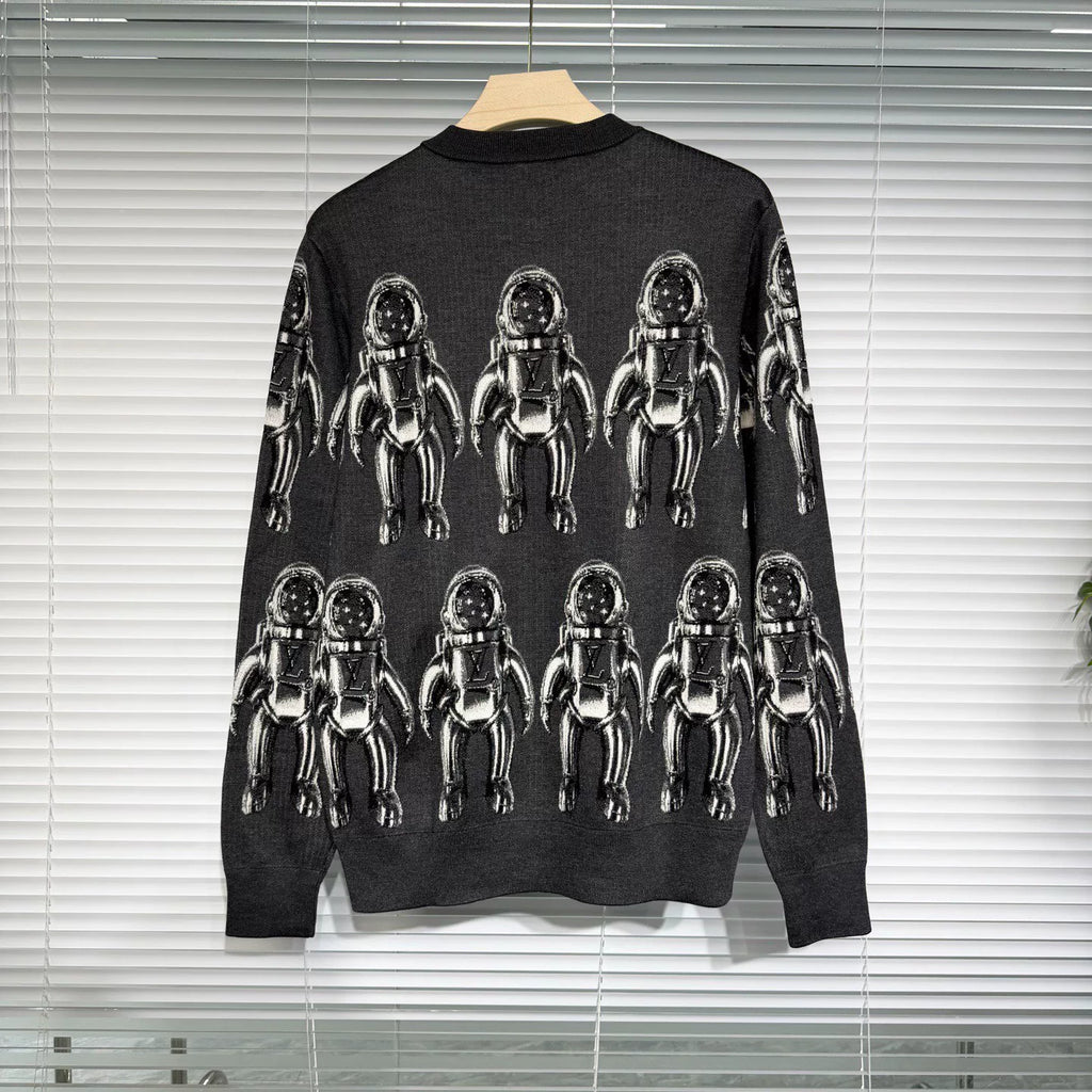 Louis Vuitton Silk Gray Knit Sweater