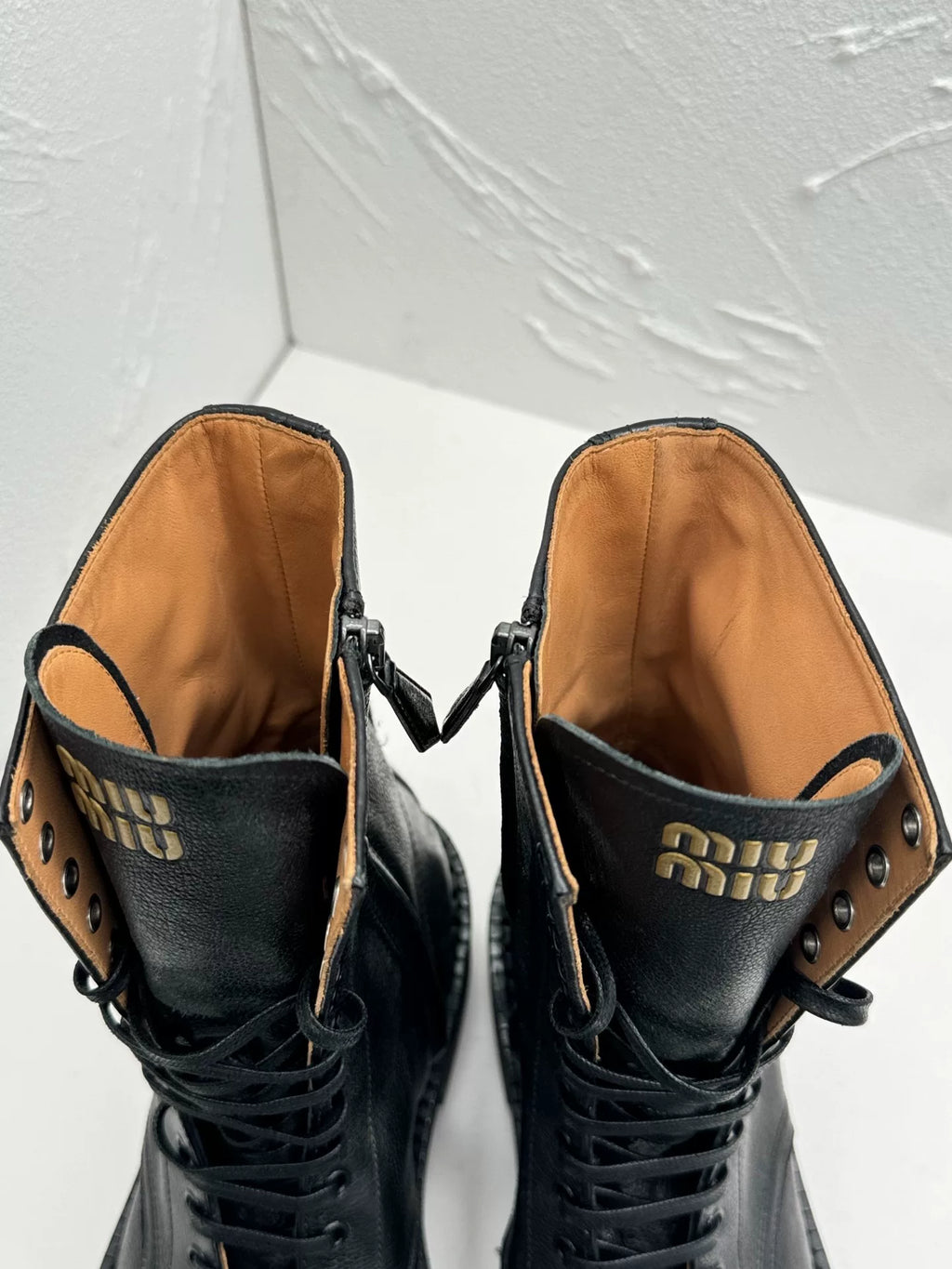 Miu Miu FW24 Runway Distressed Black Vintage Ankle Boots