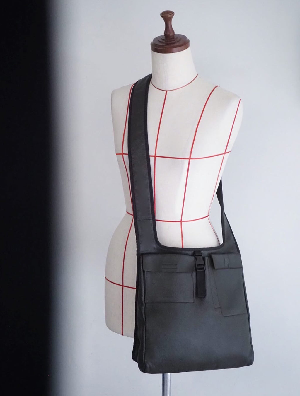 Miu Miu 1999s Leather Buckle Mesh Crossbody Bag