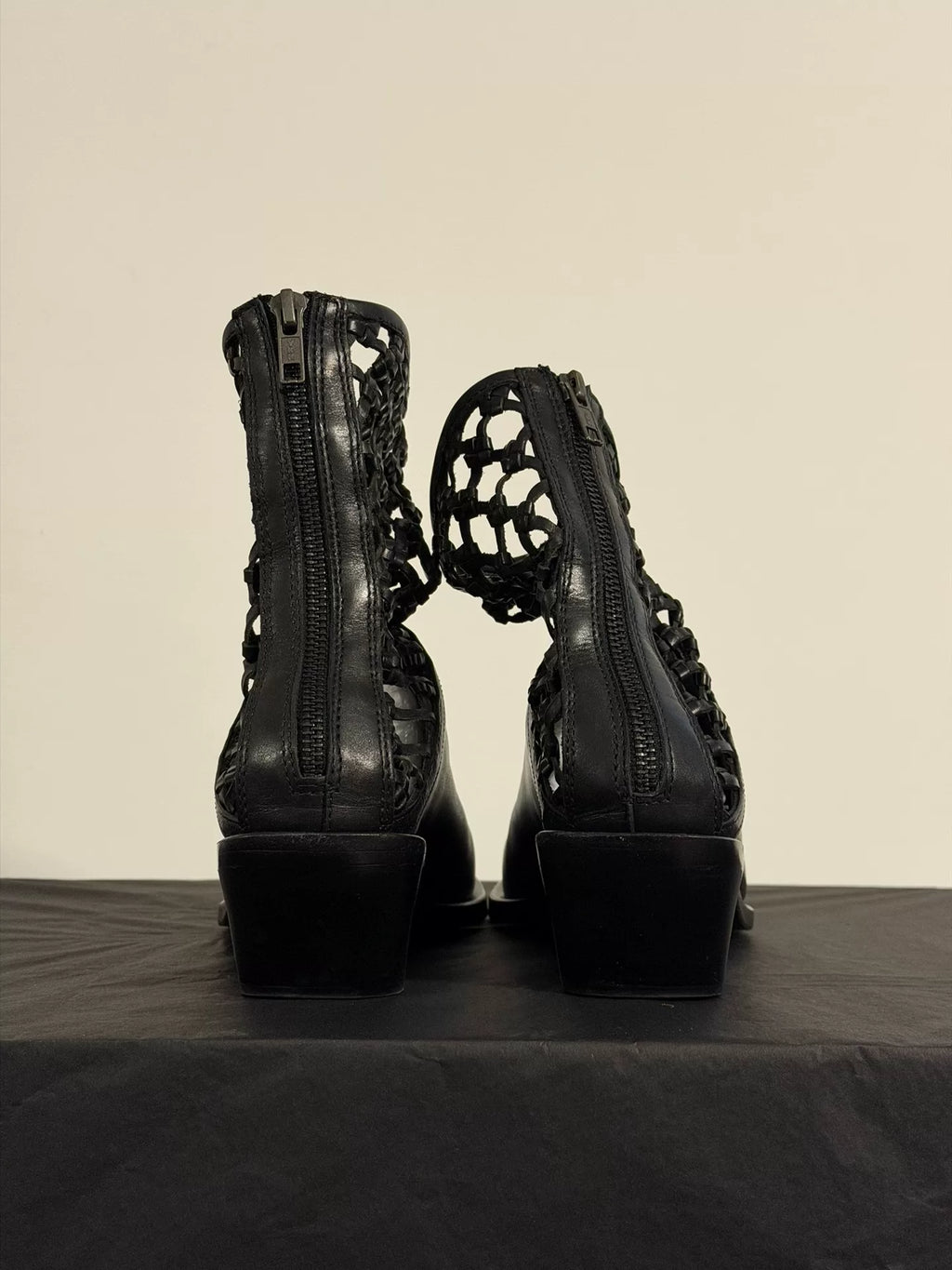 Ann Demeulemeester 1990s Hollow-Out Leather Boots