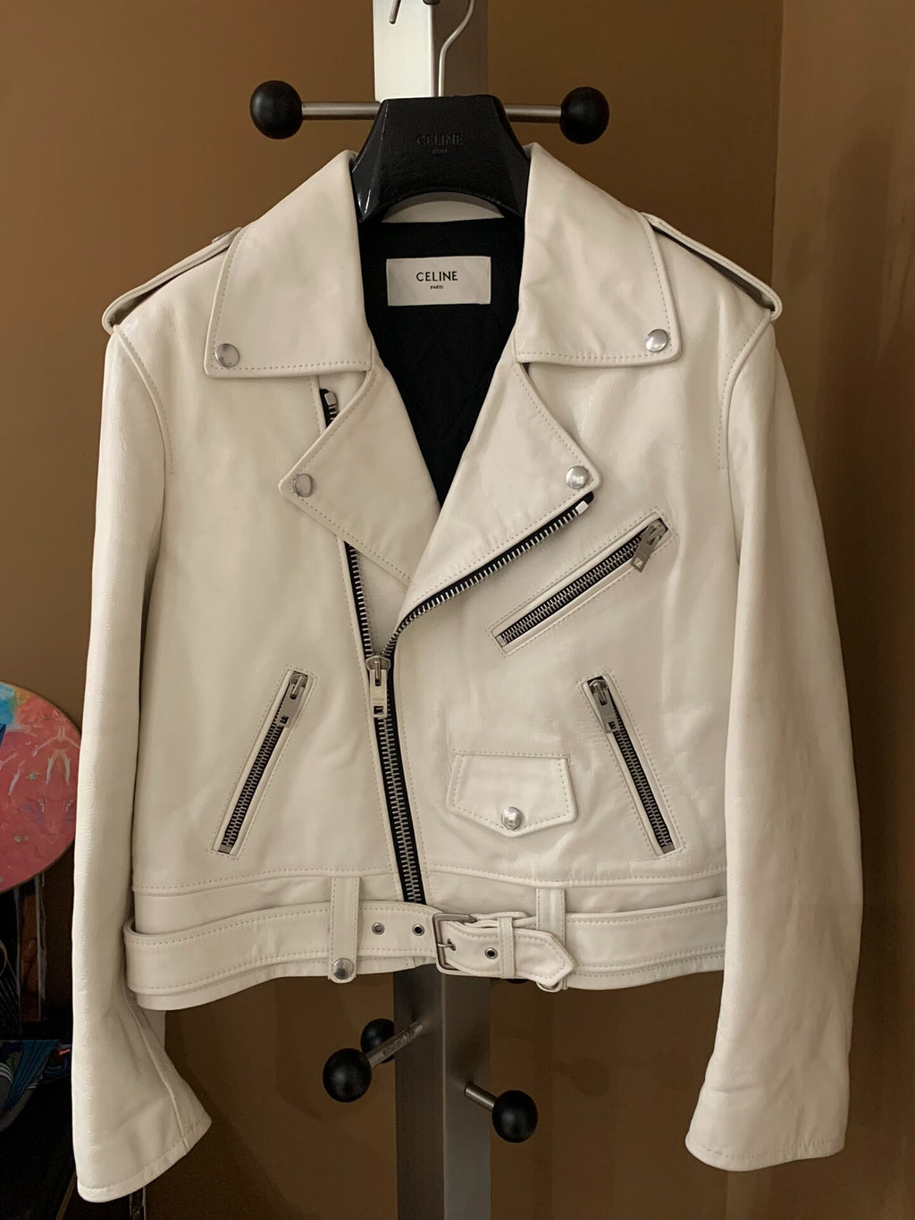 Celine 2019FW Leather Cropped Biker Jacket