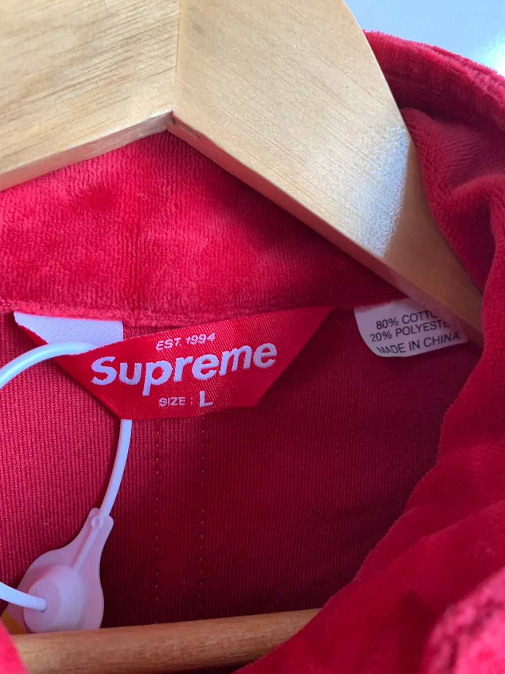 Supreme SS20 Red Grid Taping Velvet Jacket