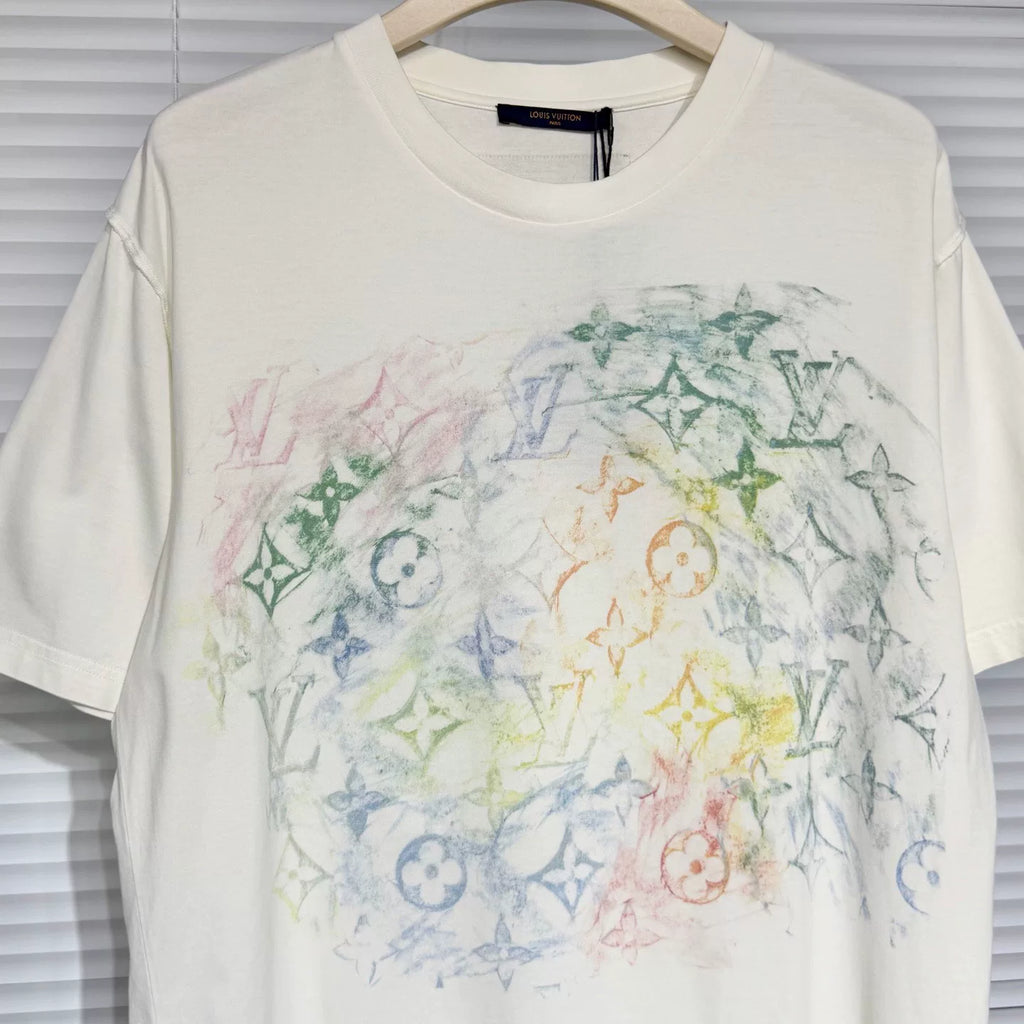 Louis Vuitton Crayon Spray Monogram White Short Sleeve T-Shirt