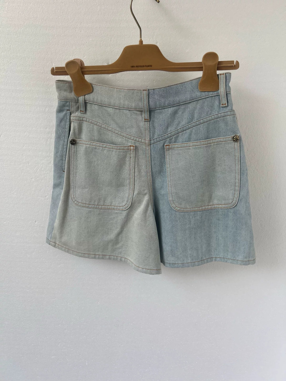 Chanel Runway Color-Block Denim Shorts