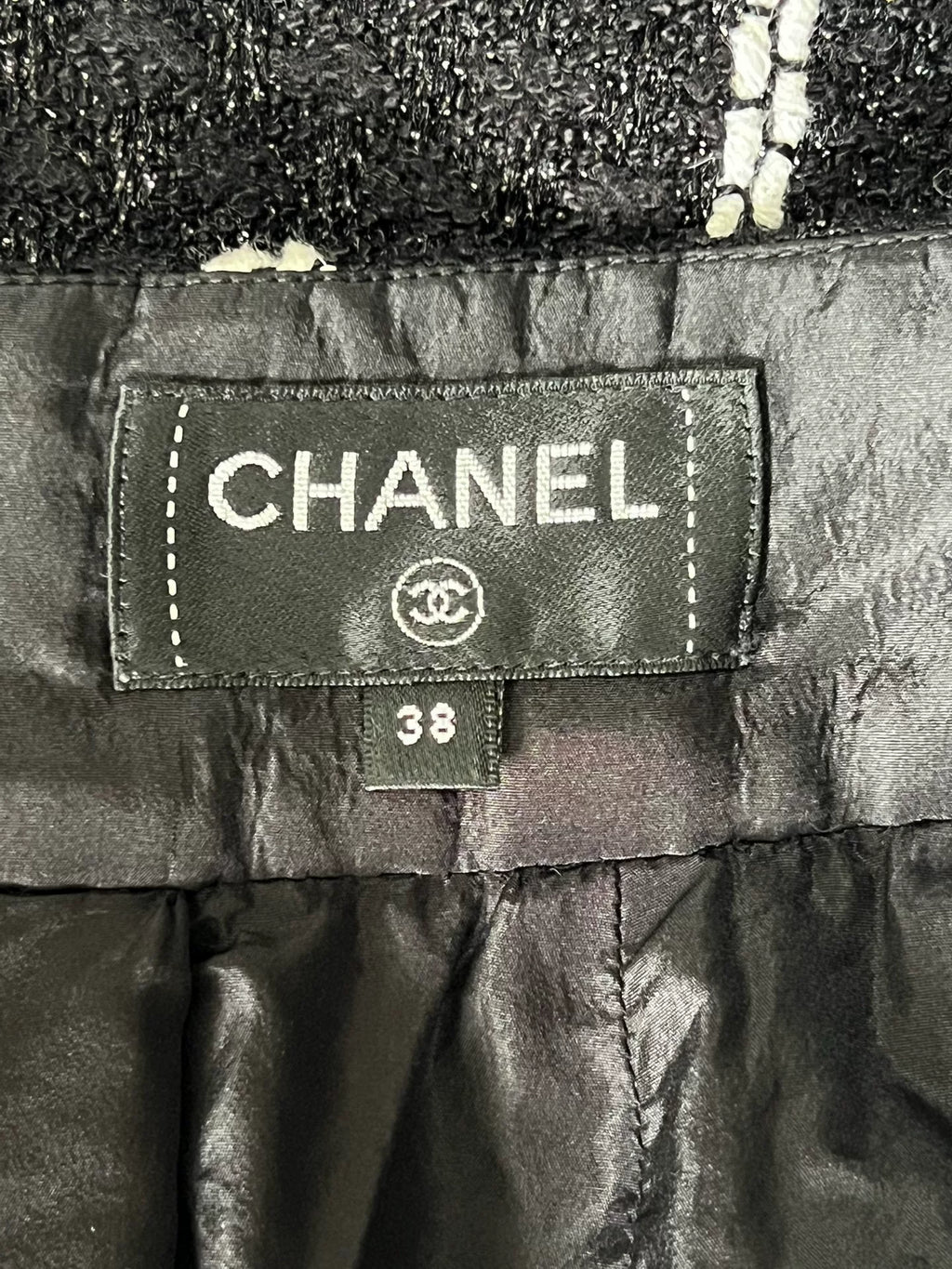 CHANEL Black and White Check Skirt