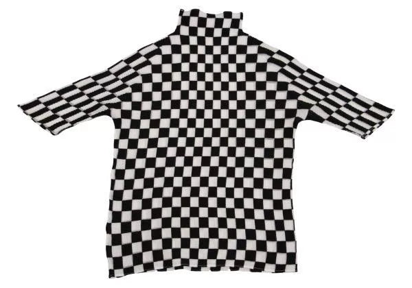 Issey Miyake Vintage Black & White Plaid Pleated Top