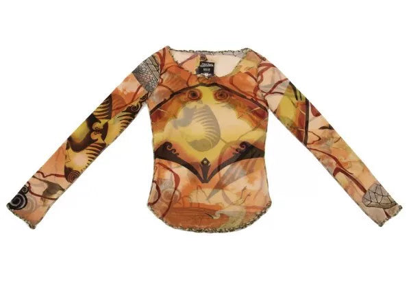Jean Paul Gaultier Vintage Yellow Butterfly Mesh Top
