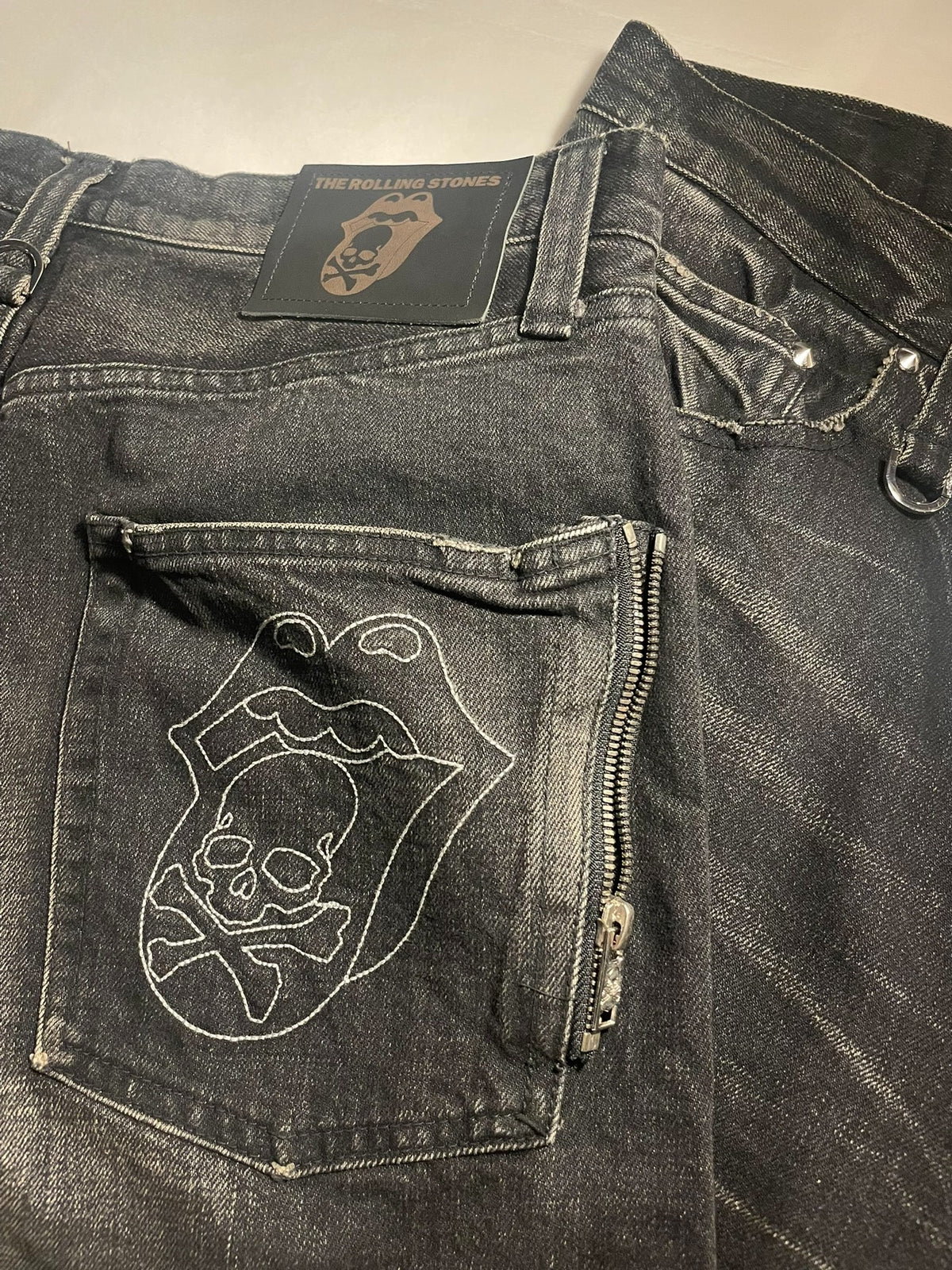 mastermind Japan × Theater8 Rolling Stone Black Washed Cotton Spandex Jeans