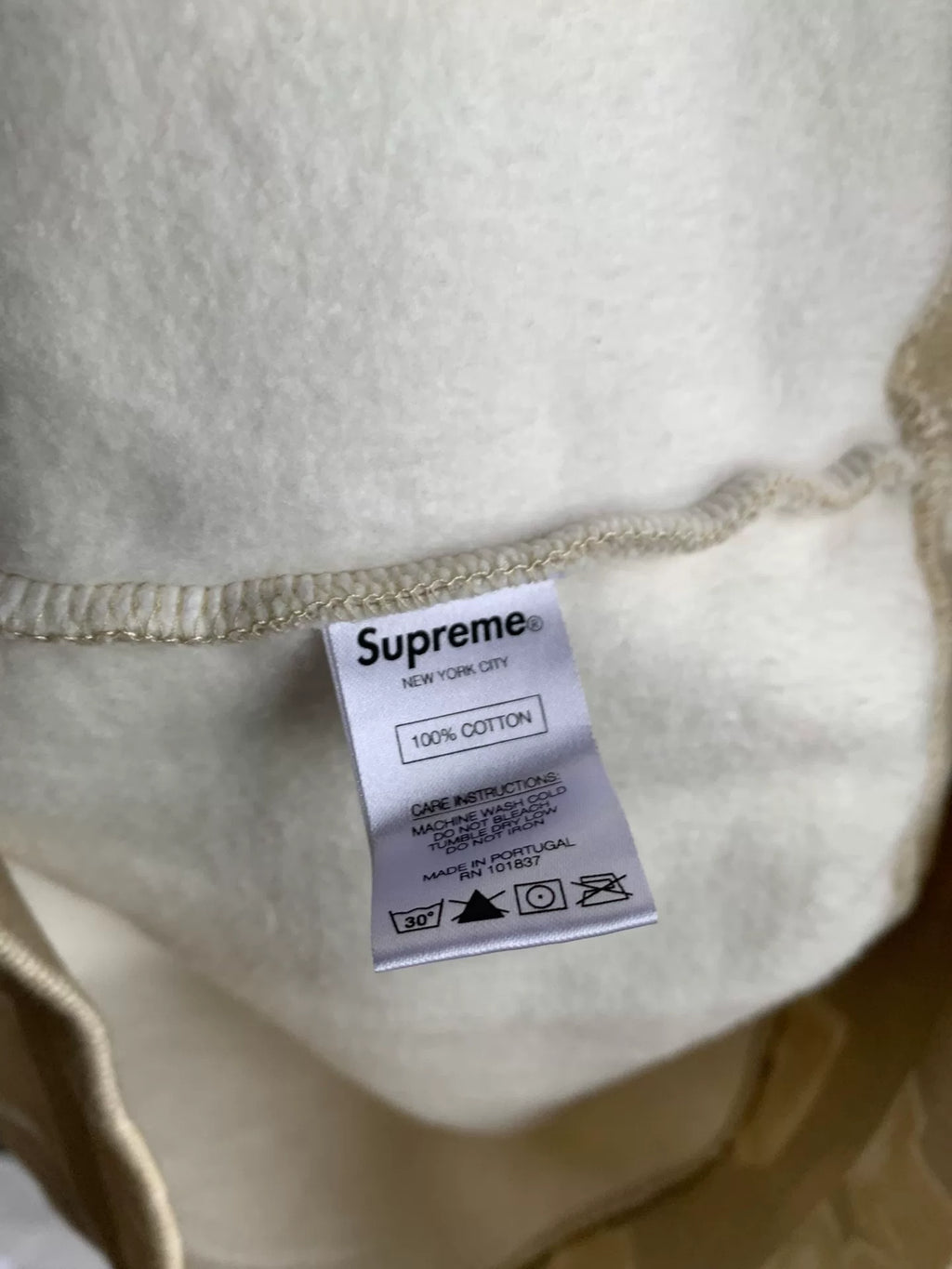 Supreme FW20 Week 1 Blocks Beige Hooded Sweater
