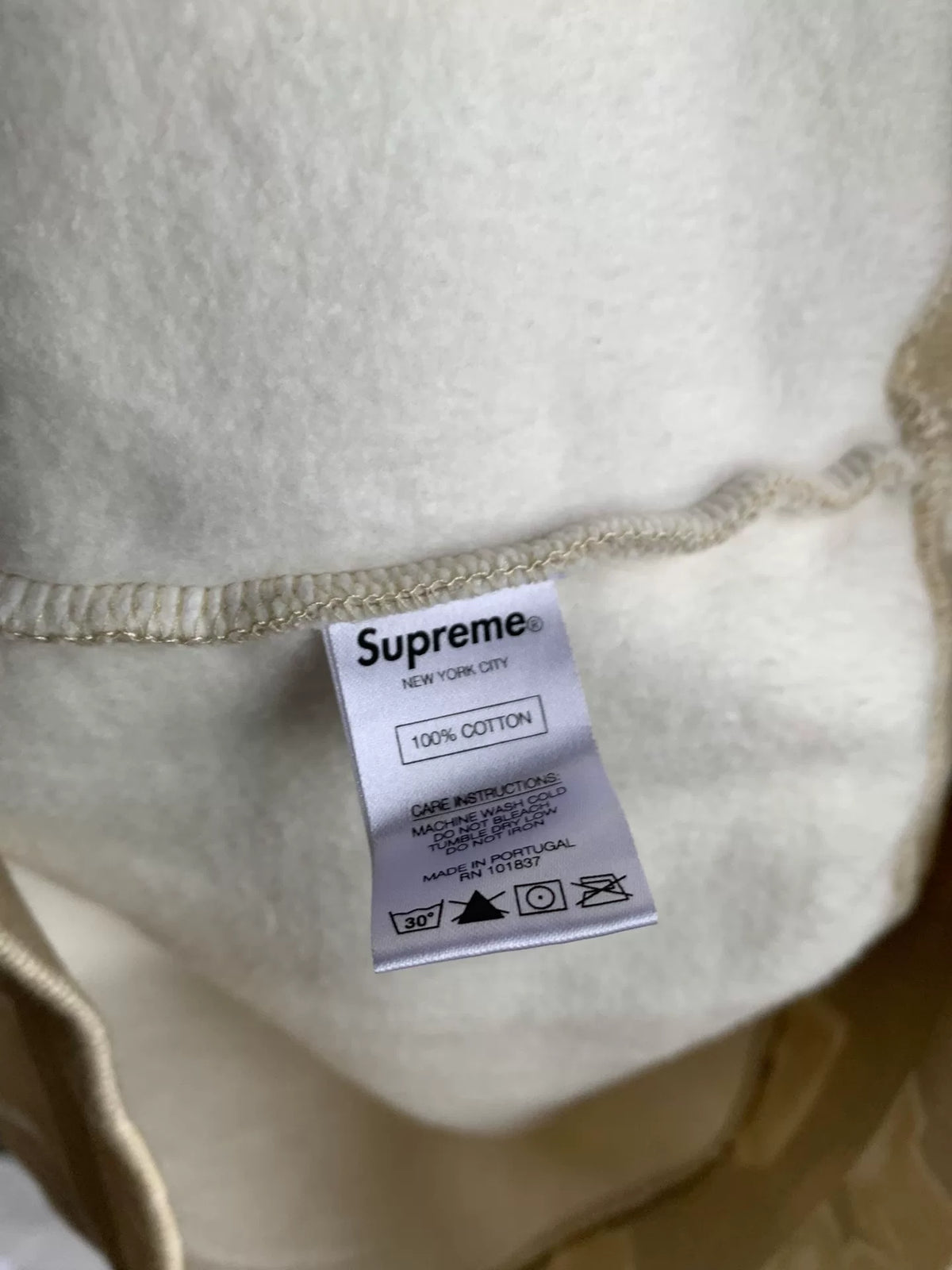 Supreme FW20 Week 1 Blocks Beige Hooded Sweater