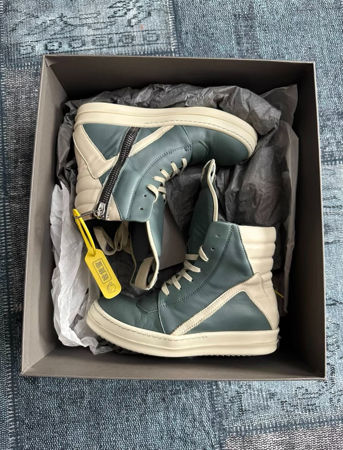 Rick Owens Inverted-Triangle Haze Blue Sneakers