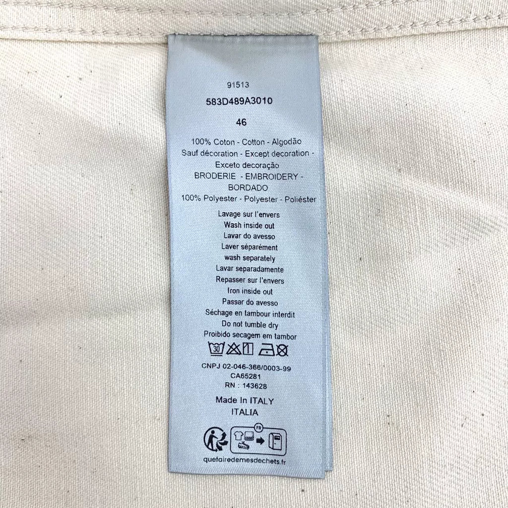 Dior Beige Vertical Stripe Logo Letter Embroidered Cotton Collared Single-Breasted Long Sleeve Shirt