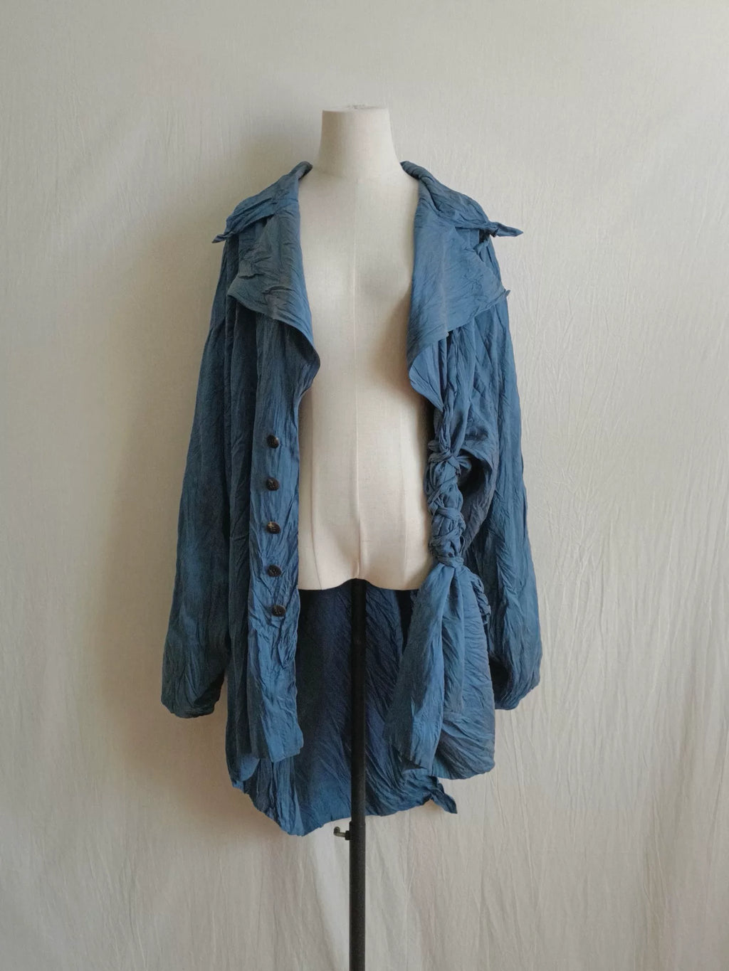 Issey Miyake 1990s Blue Letter in the Wind Top