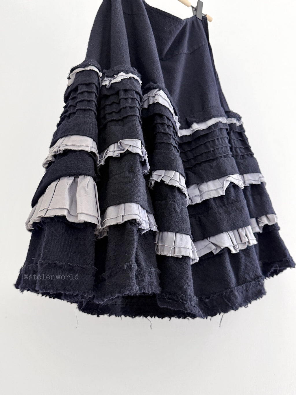 Comme Des Garcons Ruffled Tiered Navy Skirt - Devines