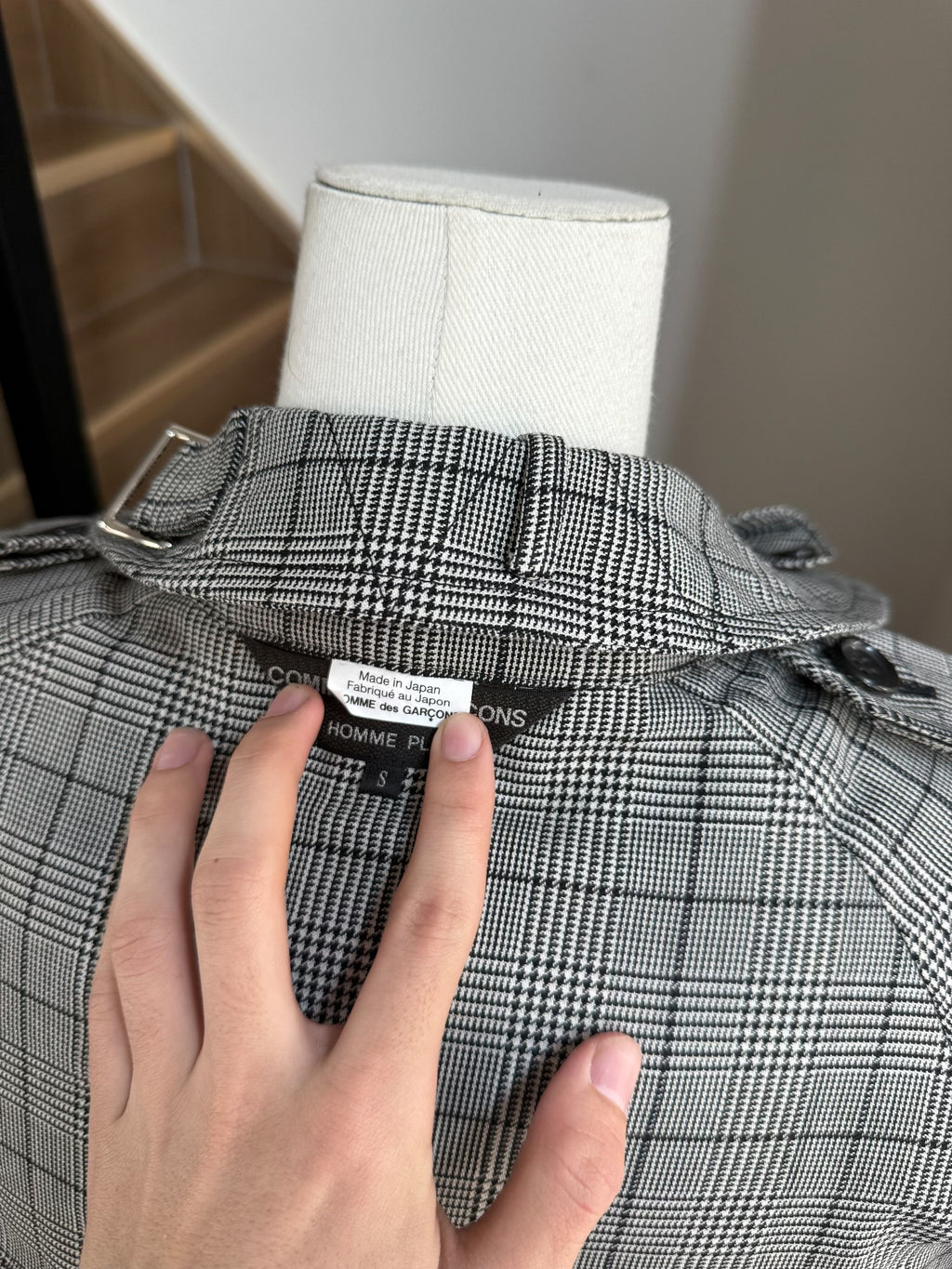Comme Des Garçons Homme Plus Houndstooth Floral Patchwork Coat