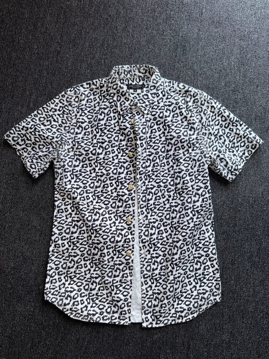 Comme Des Garcons Homme Plus SS13 Black White Leopard Stand-Collar Short-Sleeve Shirt