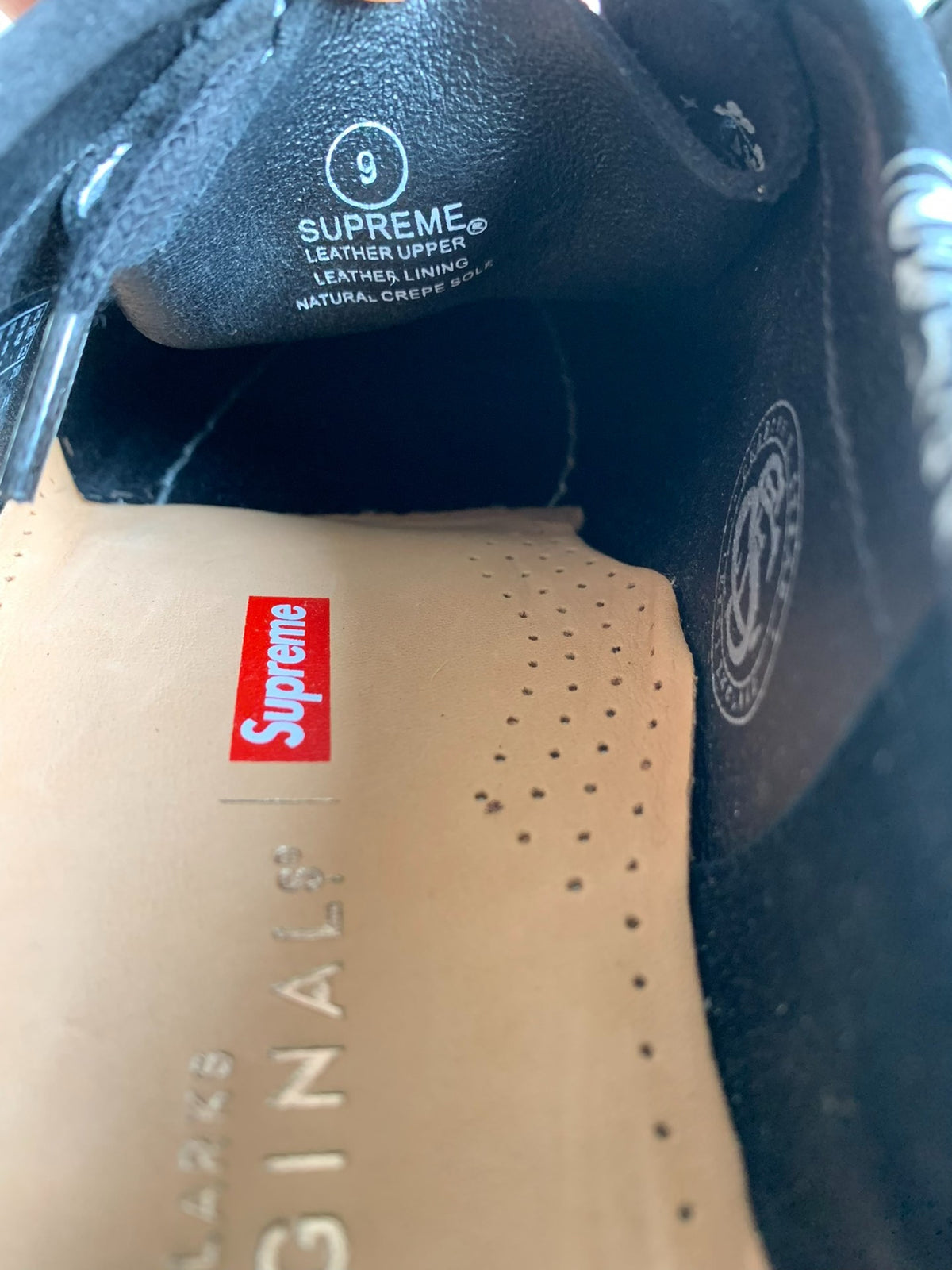Supreme × Clarks Black Leather Sneakers