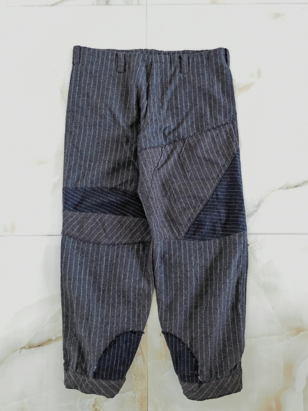 Yohji Yamamoto wool distressed patchwork triple-wear trousers