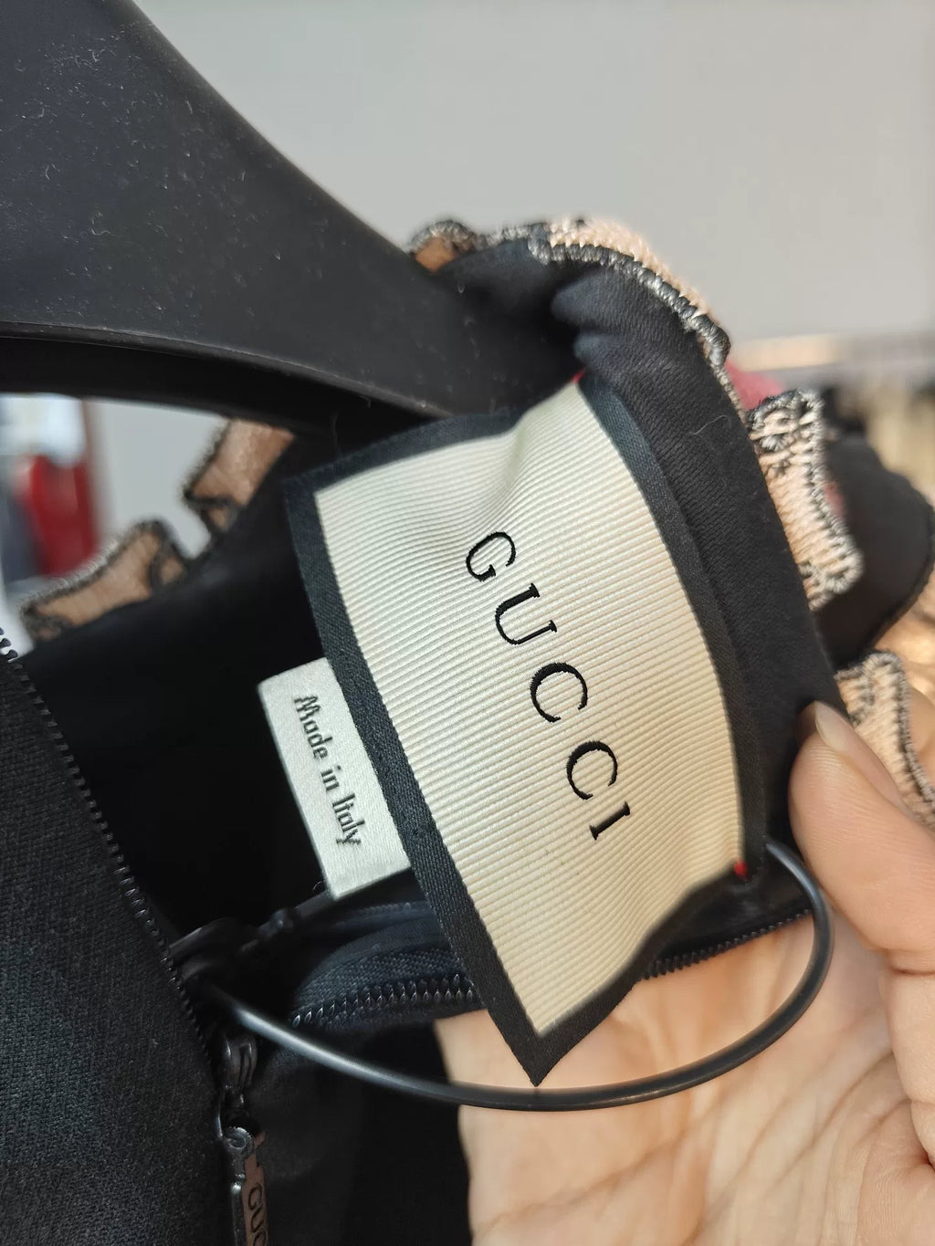 Gucci Black Sequin Bow & Ruffle Dress