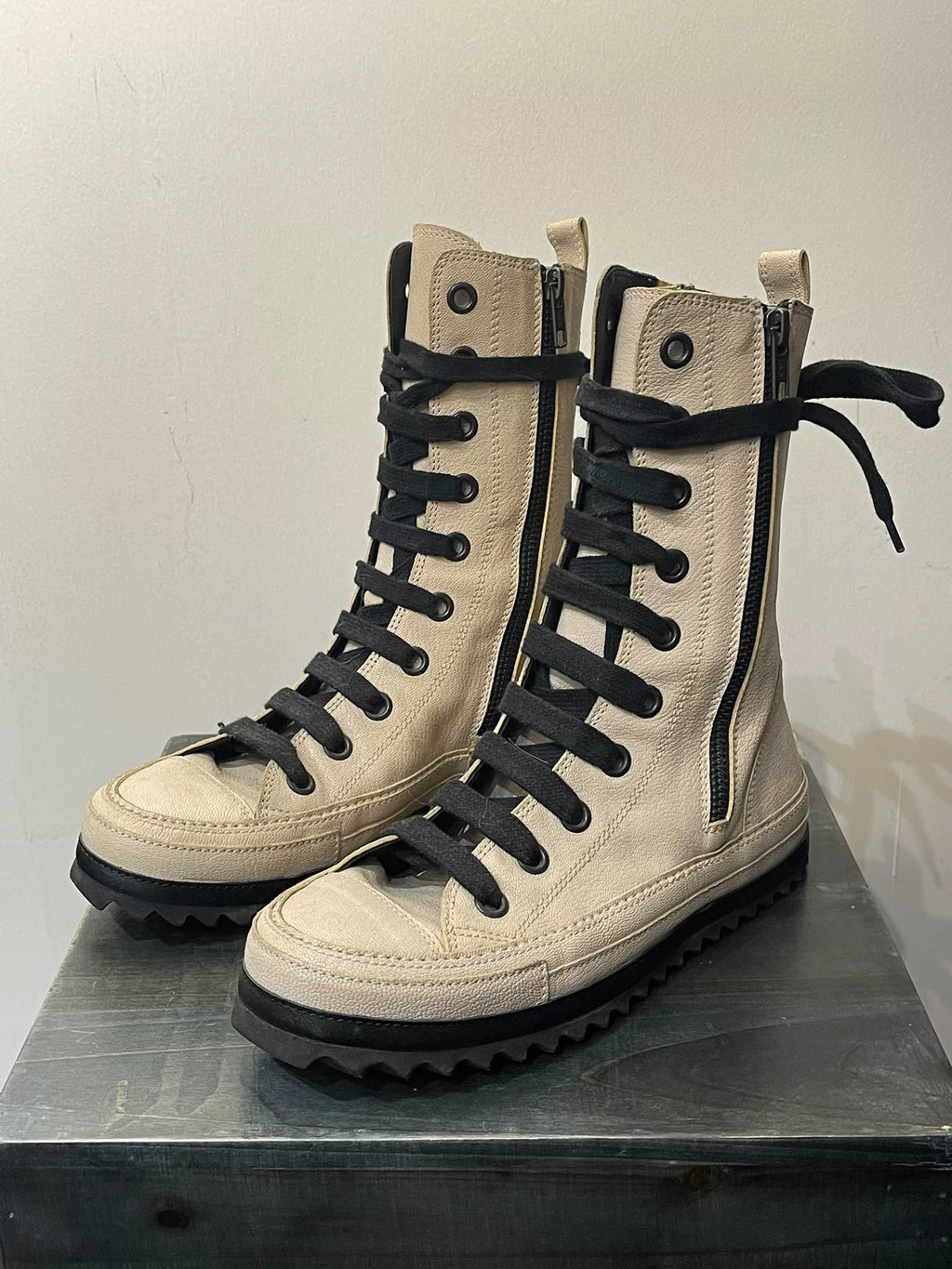 Ann Demeulemeester Sawtooth Sole Leather Panel Shoes
