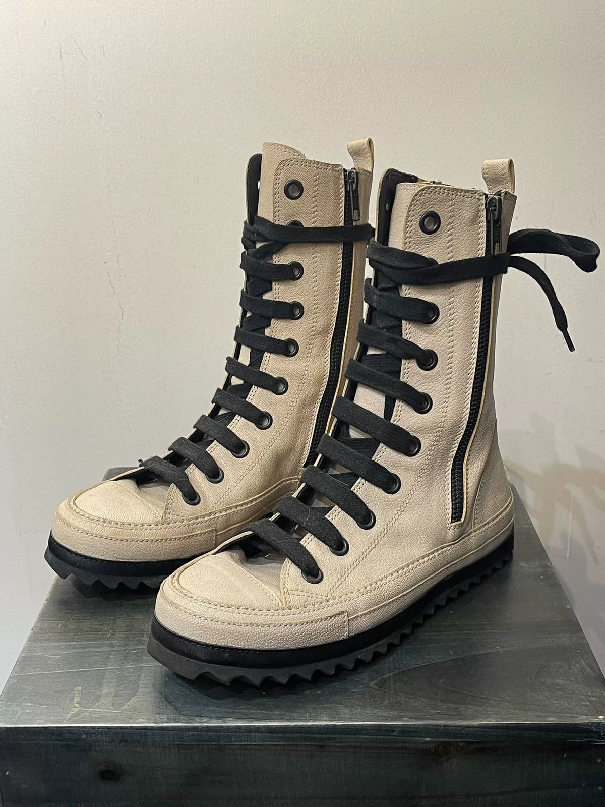 Ann Demeulemeester Sawtooth Sole Leather Panel Shoes