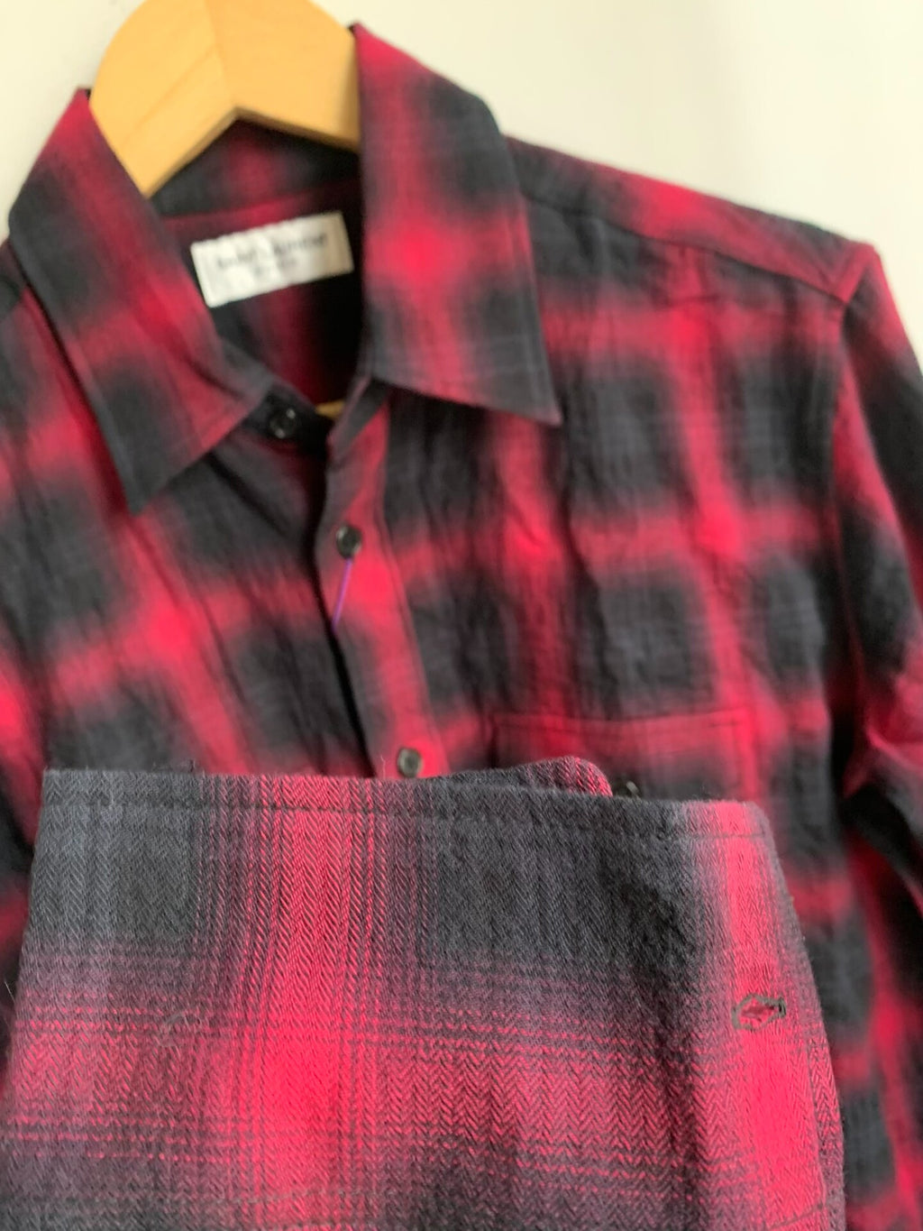 Saint Laurent Red Black Plaid Shirt