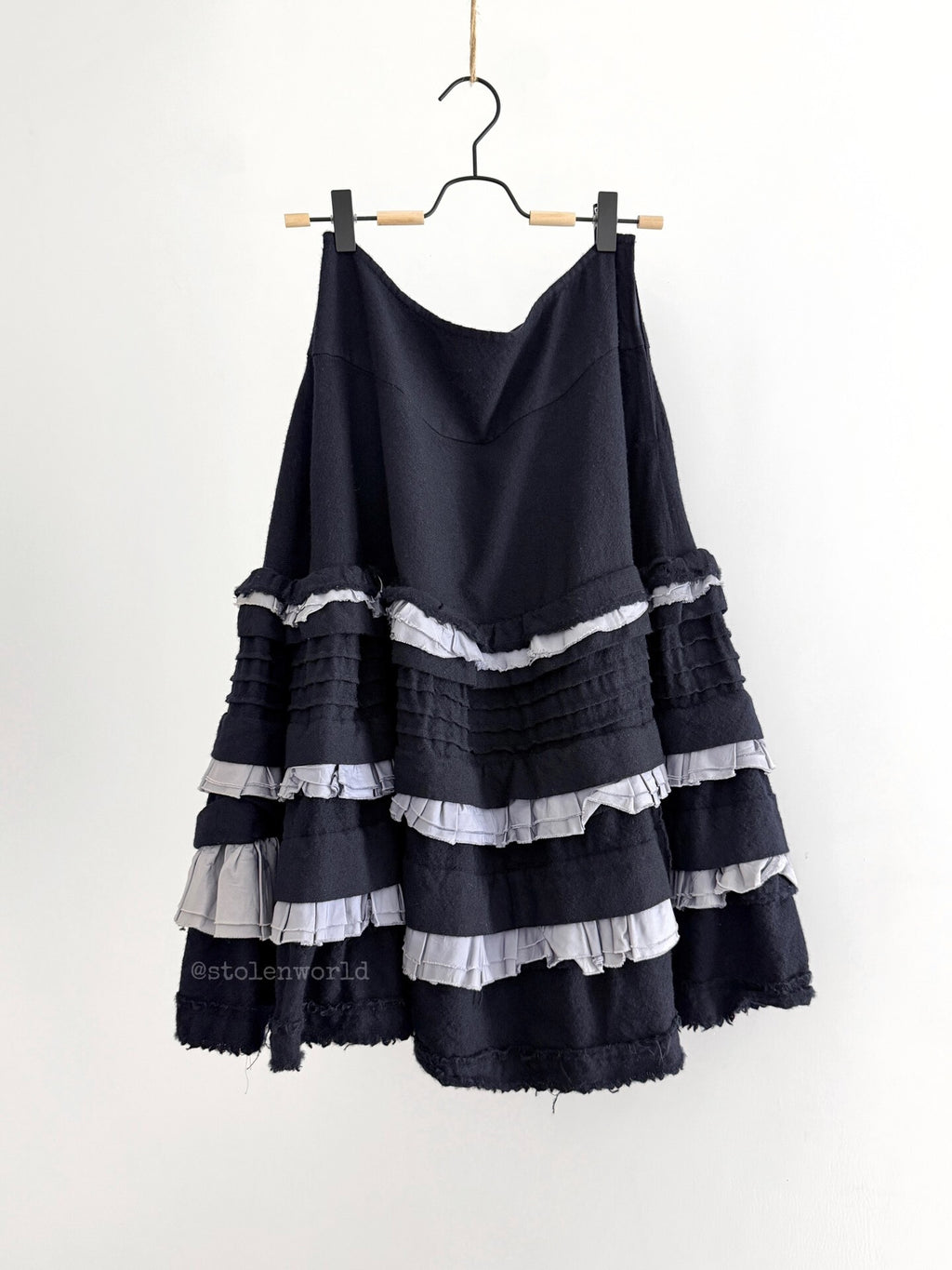 Comme Des Garcons Ruffled Tiered Navy Skirt - Devines