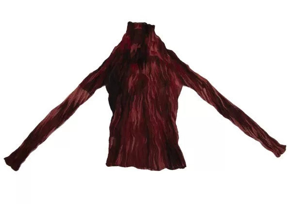 Issey Miyake Vintage Red Willow Pattern Pleated Top