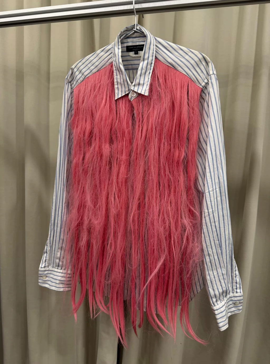 Comme des Garçons CDG pink fur wig shirt