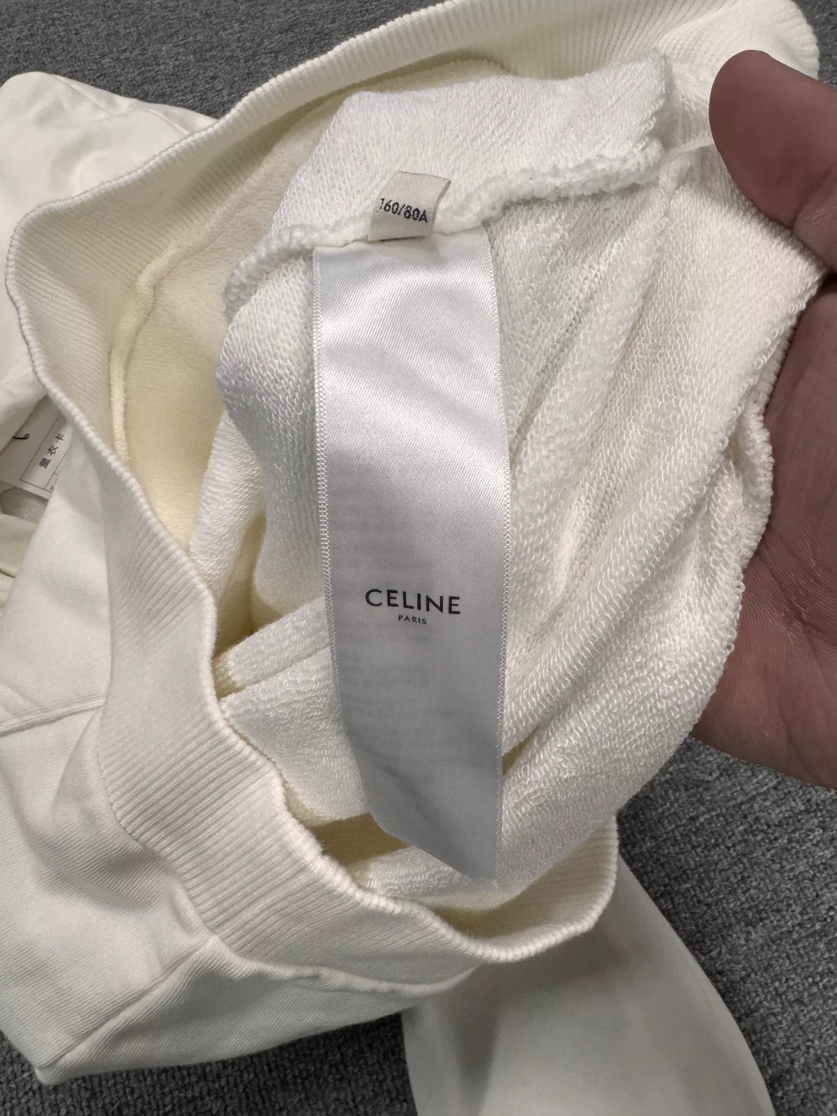Celine White Logo Print Hooded Sweater