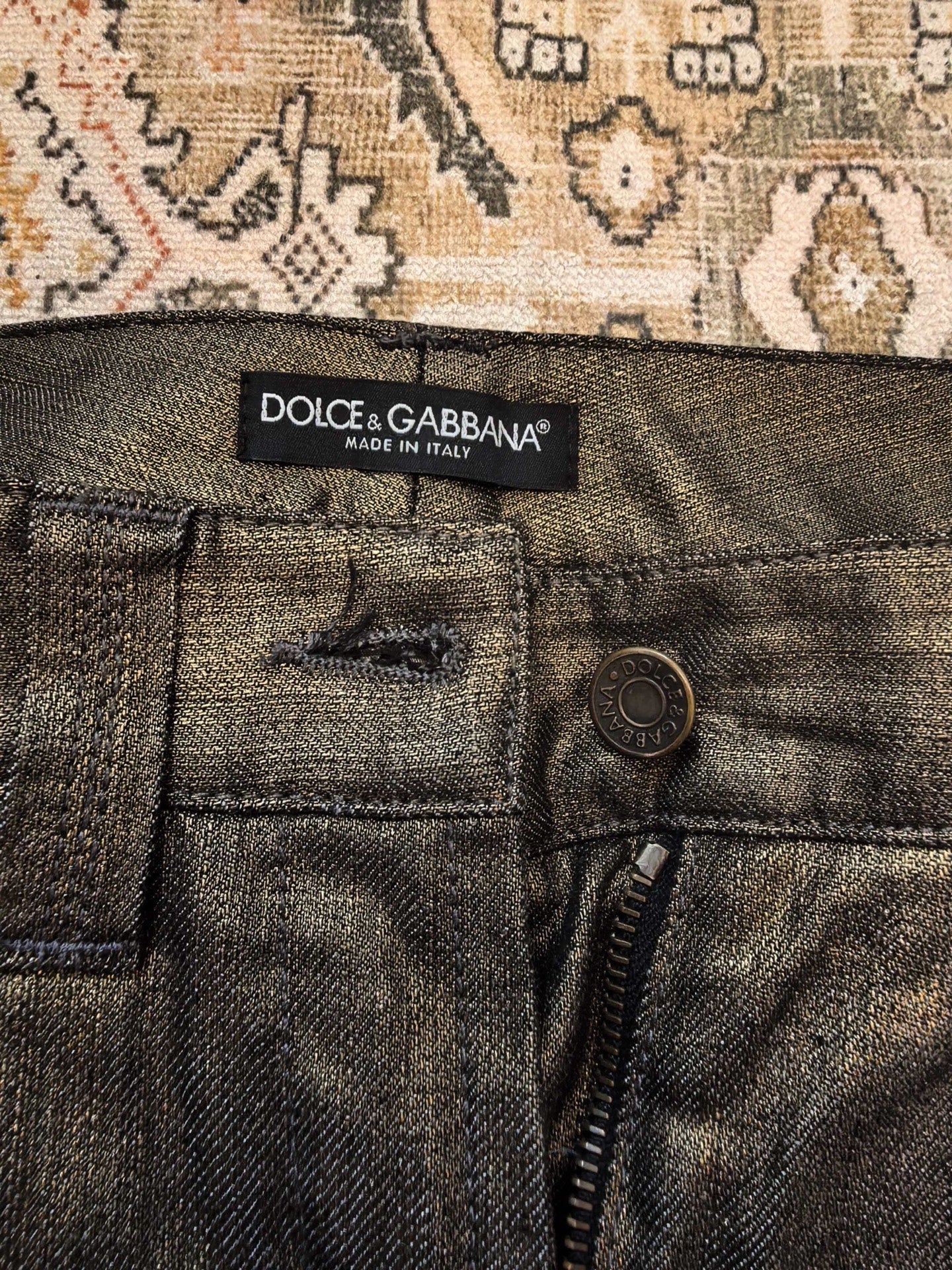 Dolce&Gabbana waxed-finish dress pants