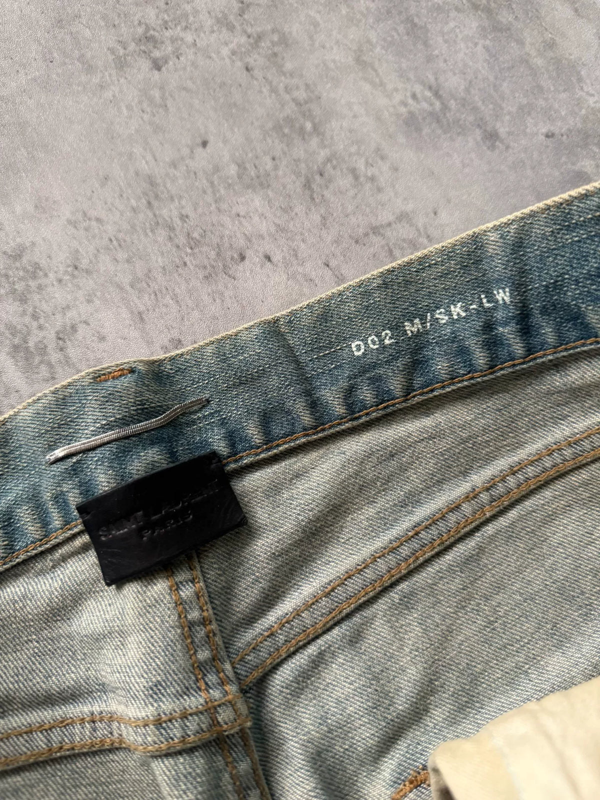 Saint Laurent Paris 18AW D02 Blue Washed Distressed Denim Jeans