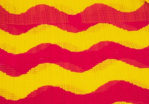 Issey Miyake Vintage Yellow Red Wave Stripe Pleated Top
