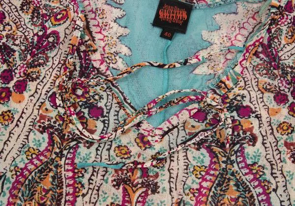 Jean Paul Gaultier Vintage Blue Floral Mesh Top