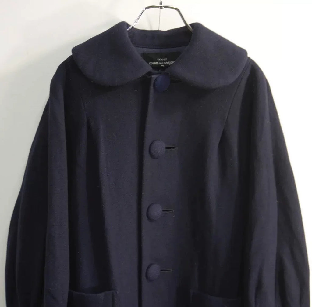 Comme Des Garçons AW09 Navy Blue Crew Neck Wool Coat