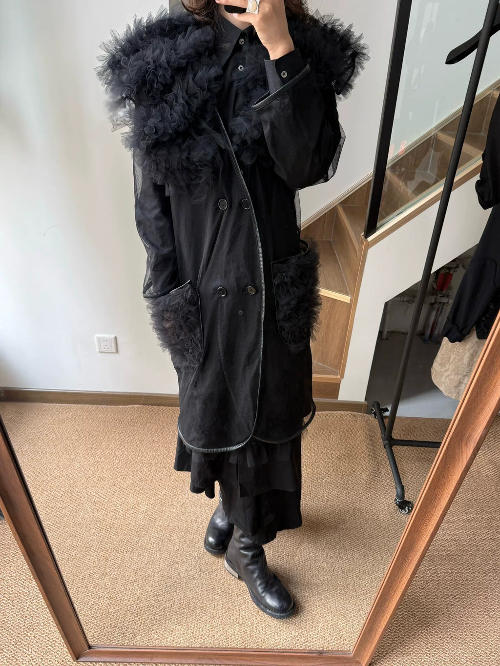Comme des Garçons Comme des Garçons Noir Black Vintage Tulle One-Piece Coat