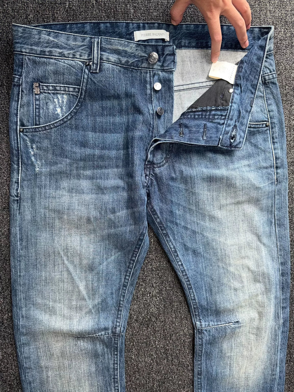 Pierre Balmain 12ss blue distressed denim jeans