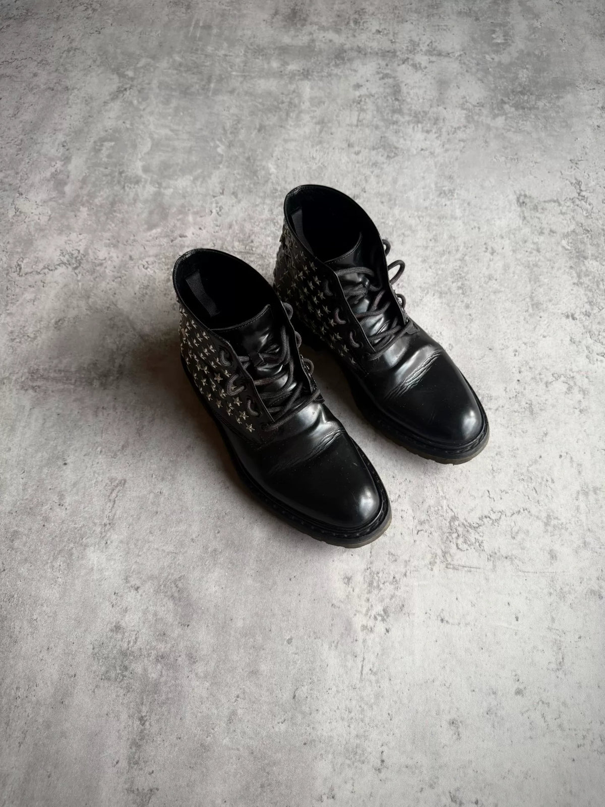 Saint Laurent Paris 15AW Star Stud High-Top Biker Boots by Hedi Slimane