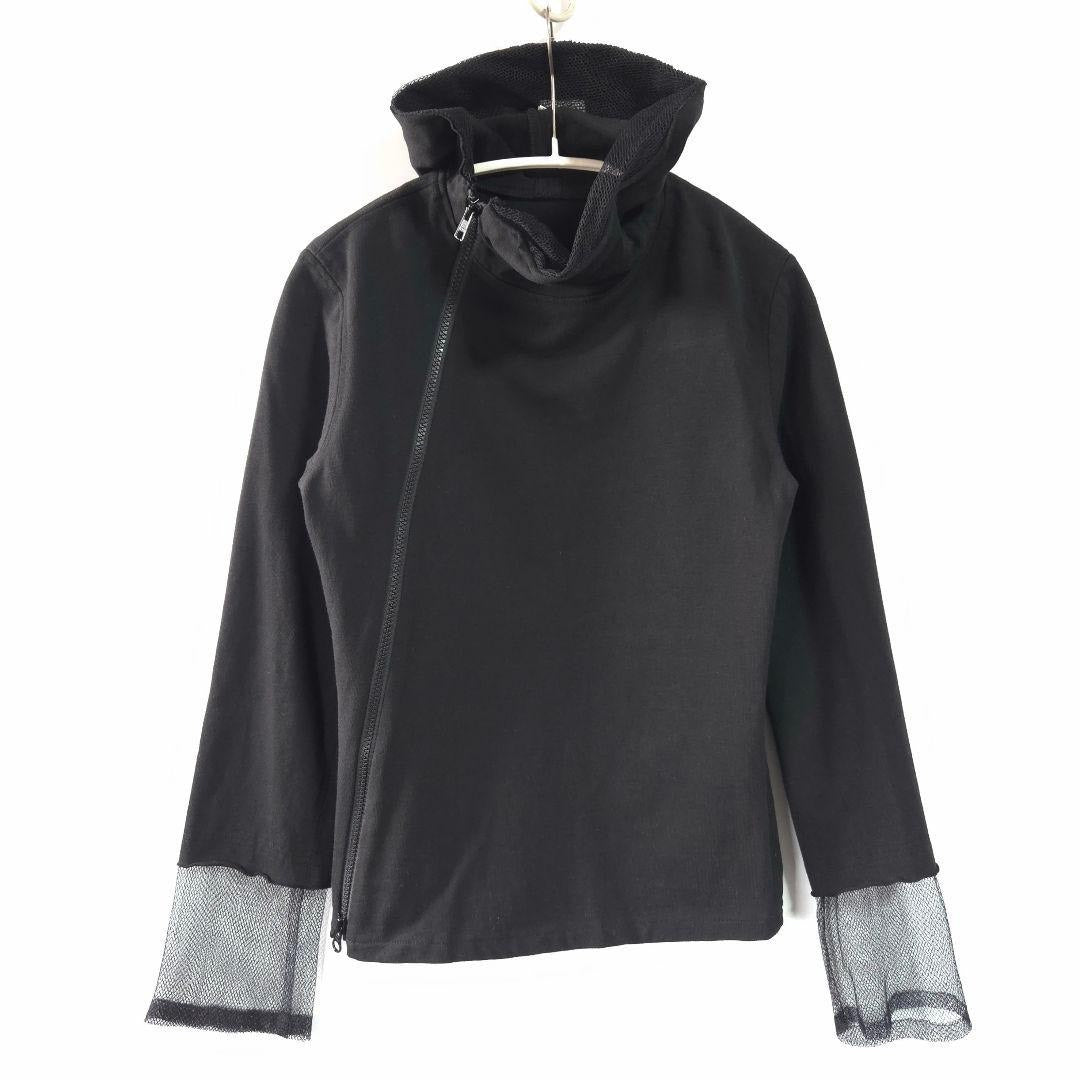 Yohji Yamamoto SS05 Mesh-Trimmed Hooded Zip-Up Jacket