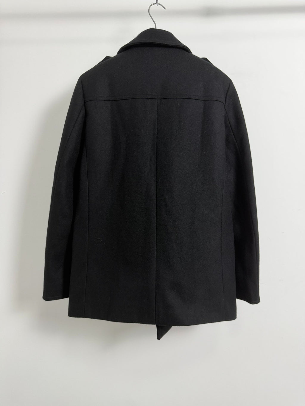 Saint Laurent Slp13fw Gold Anchor Button Black Wool Coat