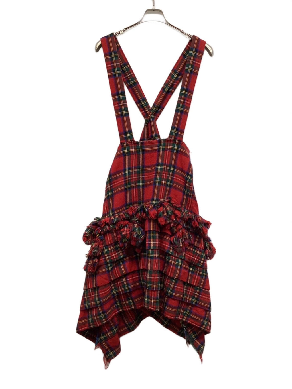 BLACK Comme des Garcons Red Plaid Wool Pinafore Skirt