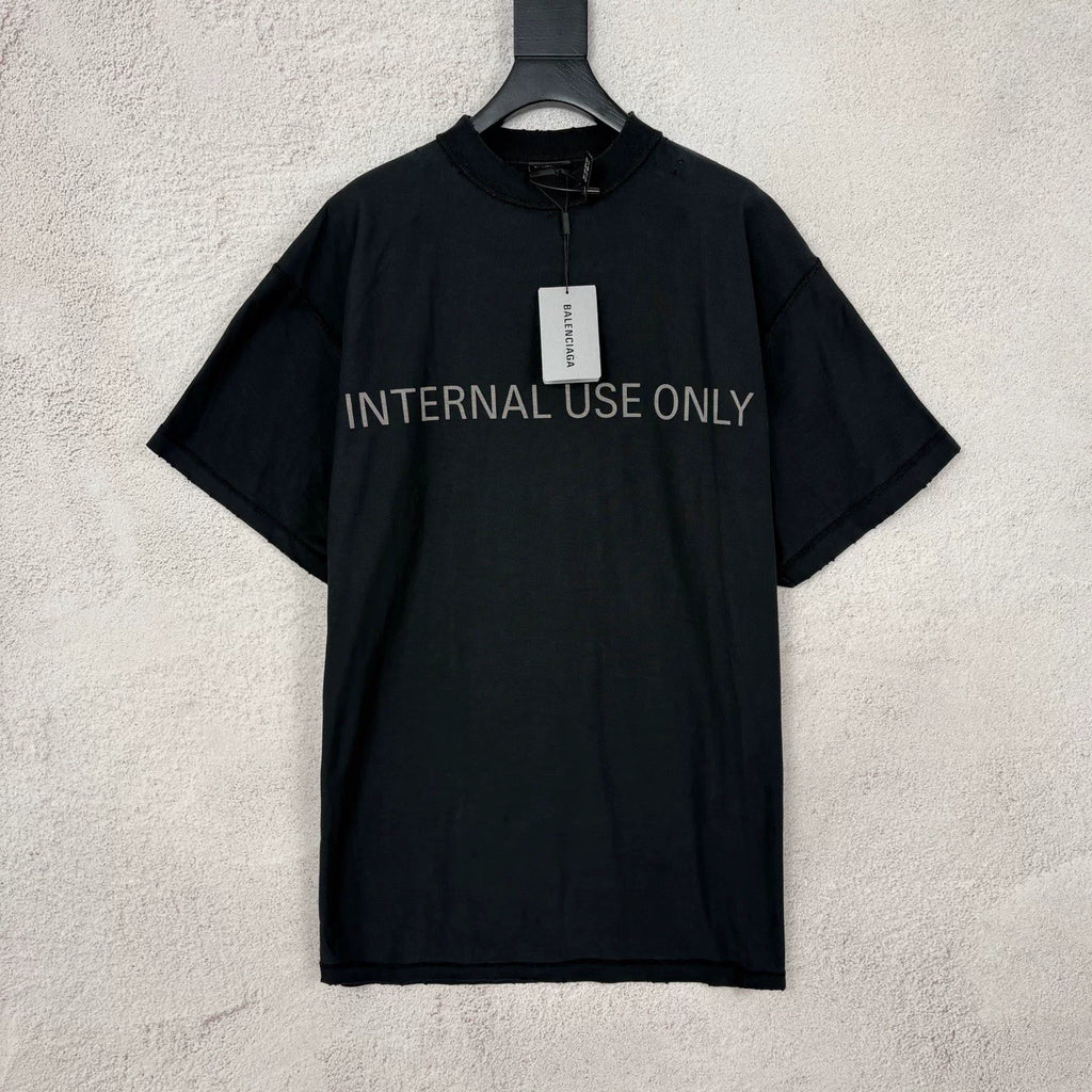 Balenciaga Black Internal Use Only Reversed Short Sleeve Top