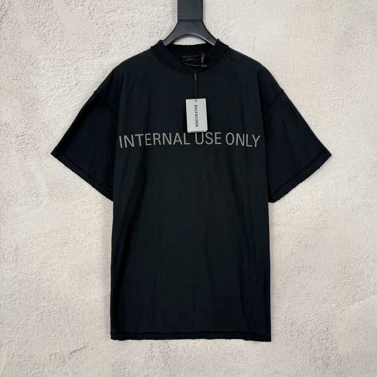 Balenciaga Black Internal Use Only Reversed Short Sleeve Top