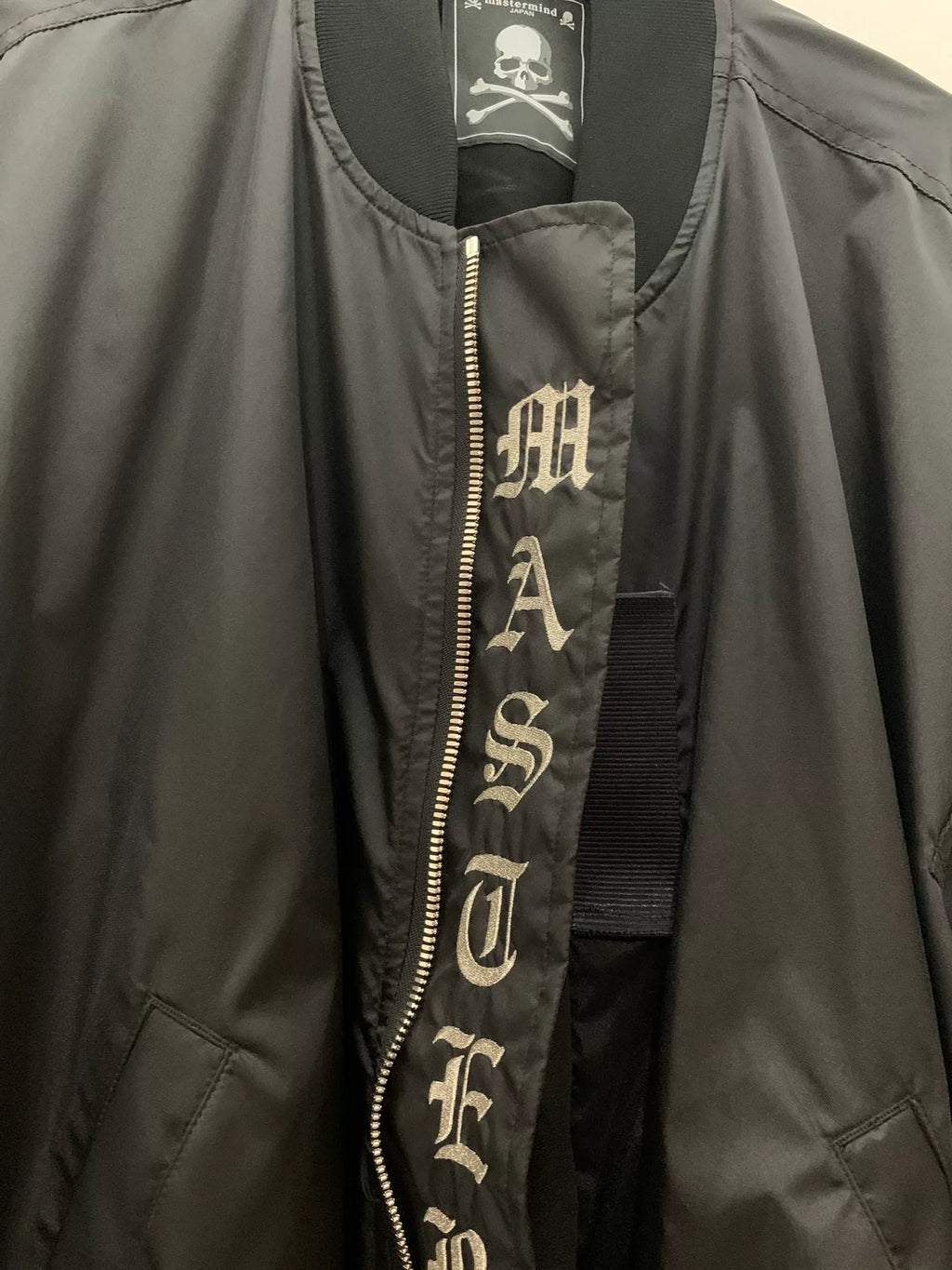 mastermind Japan Silver Embroidered Silk Flight Jacket