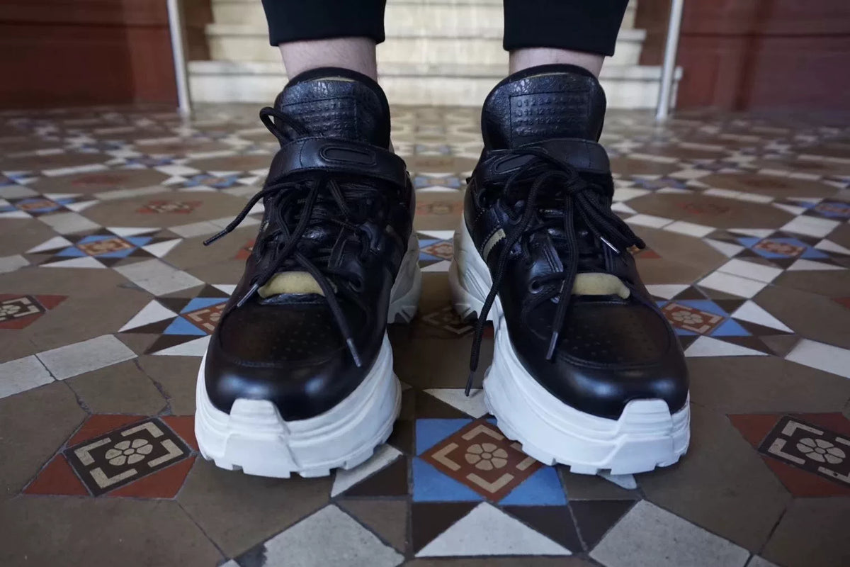 Maison Margiela FW19 Black Retro Platform Sneakers