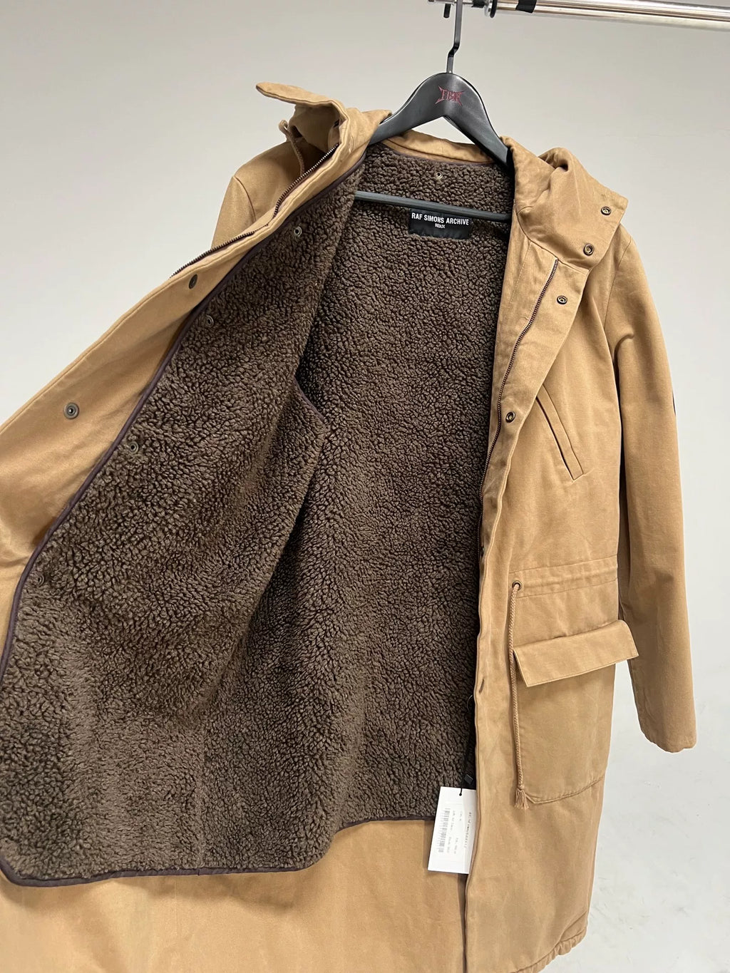 Raf Simons Archive Redux AW03 Closer New Order Floral Sherpa Mermaid-Hem Parka