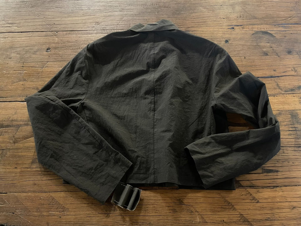 M.A+ FW24 Black Wide Cropped 925 Silver Button Organic Cotton Shirt