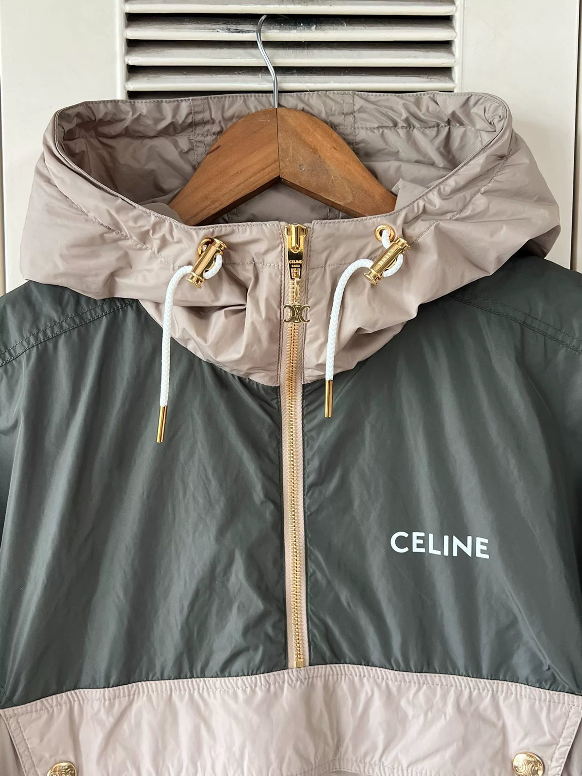 Celine color-block hooded short jacket